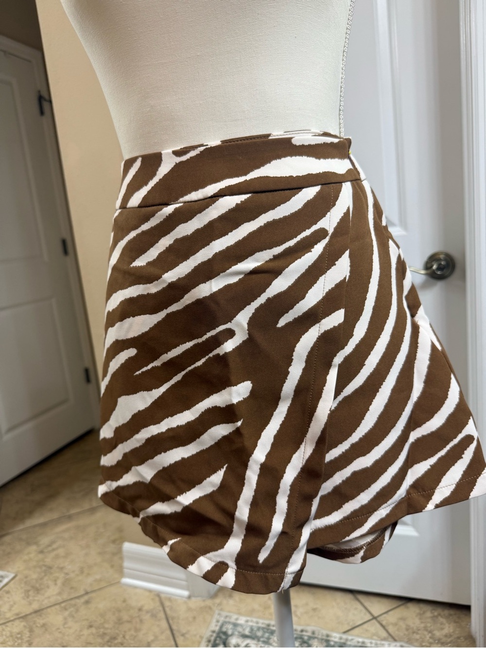 Sincerely Jules Brown and White Zebra Print Mini Skirt